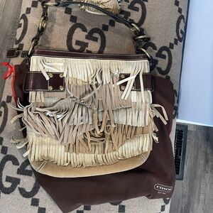 VINTAGE Gently used coach, suede fringe bag, and change purse